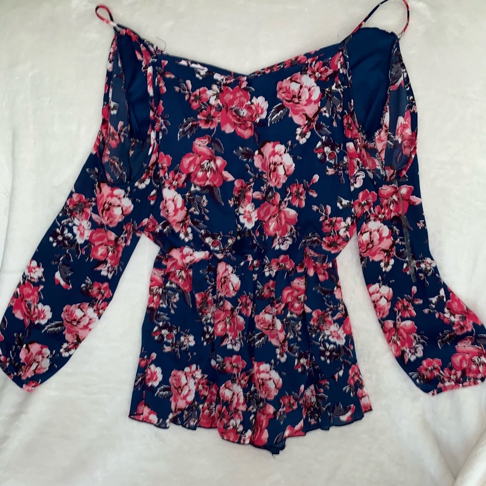 Navy and Pink Floral Romper